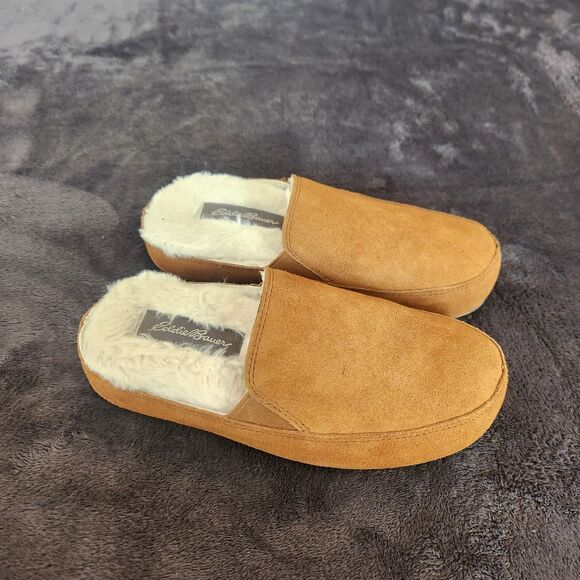 EDDIE BAUER Faux Fur Lined Slippers Women's Size (XS) Natural Tan - Picture 1 of 6